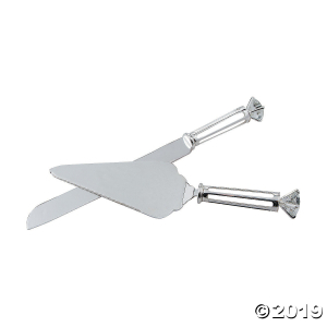 Diamond Wedding Cake Knife & Server Set (1 Set(s))