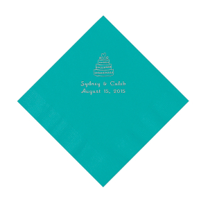 Teal Wedding Cake Personalized Napkins - Luncheon (50 Piece(s))