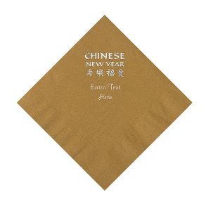 Gold Chinese New Year Personalized Napkins with Silver Foil  Luncheon (50 Piece(s))