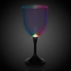 LED Light Up Wine Glass Black Stem - 10 oz.