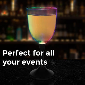 LED Light Up Wine Glass Black Stem - 10 oz.