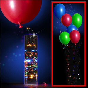 LED Multi-Color Balloons with Multi-Color String Lights (Per 6 pack)