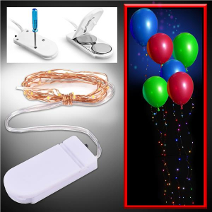 LED Multi-Color Balloons with Multi-Color String Lights (Per 6 pack)