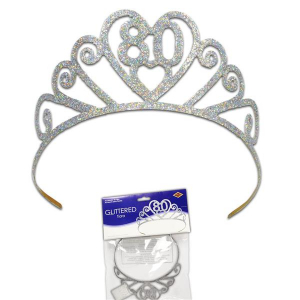 Glitter Heart 80 Birthday Tiara (Per tiara)