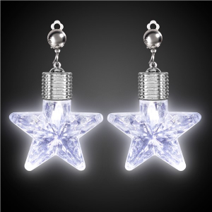 LED White Star Clip-On Earrings (Per pair)