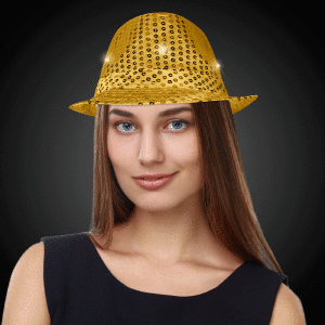 LED Gold Sequin Fedora Hat