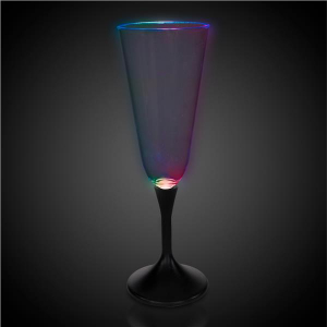 LED 7 oz Champagne Glass Black Stem