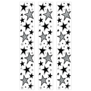 Silver & Black Star Decoration Panels (Per 3 pack)