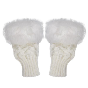 LED White Fuzzy Half Gloves (Per pair)