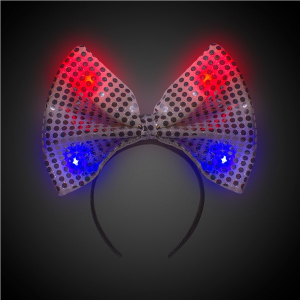 LED Silver Sequin Bow Headband