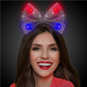 LED Silver Sequin Bow Headband