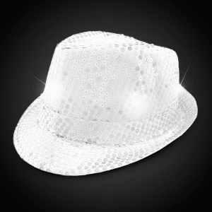 LED White Sequin Fedora Hat