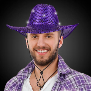 LED Purple Sequin Cowboy Hat