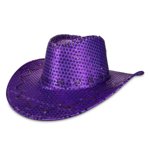 LED Purple Sequin Cowboy Hat