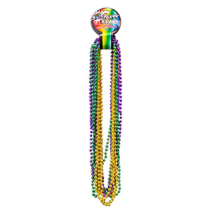 Mardi Gras Bead Faceted 33" Necklaces (Per 12 pack)