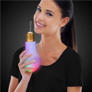 LED Light Bulb Cup with Lid and Straw