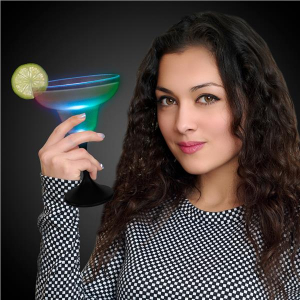 LED 10 oz Margarita Glass Black Stem