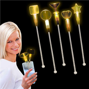 Yellow LED and Light - Up Oval Cocktail Stir Sticks