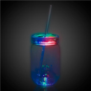 LED 20 oz Mason Jar with Straw