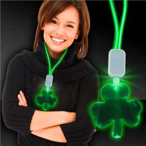 Green LED Shamrock Light Up Necklace