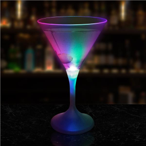 LED 7 oz Martini Glass With White Stem