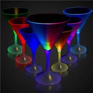 LED 7 oz Martini Glass With White Stem