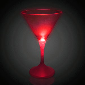 LED 7 oz Martini Glass With White Stem