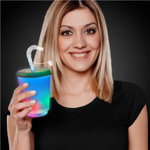LED 12 oz Cup with Lid & Straw