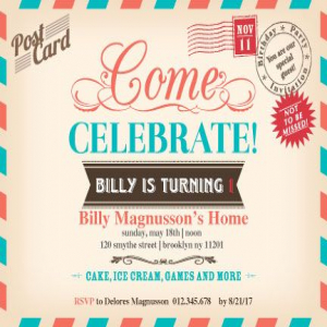 Come Celebrate Horizontal Postcard Invitations - 4 x 6