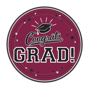 Maroon Graduation 9" Plates