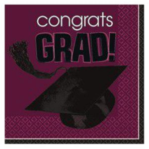 Maroon Graduation Beverage Napkins