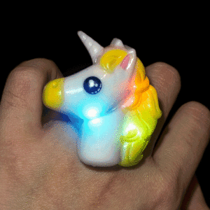 1" Light-Up Unicorn Rings- Yellow