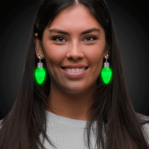 LED Green Bulb Clip-On Earrings (Per pair)
