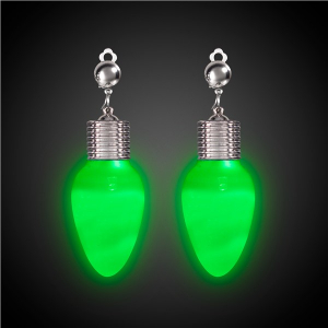LED Green Bulb Clip-On Earrings (Per pair)