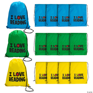 Large I Love Reading  Nonwoven Drawstring Bags (Per Dozen)