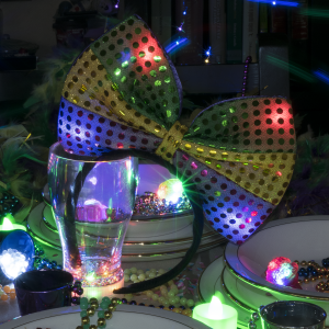 6" Flashing Mardi Gras Bow Headband