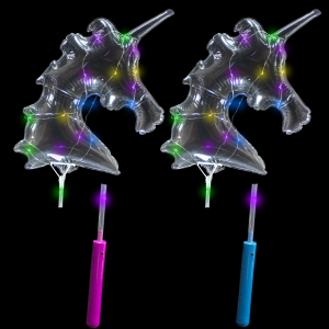 18" Light-Up Bubble Balloon Unicorn Wands