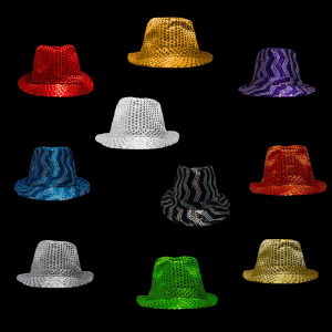 LED Flashing Sequined Fedoras