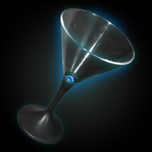 LED Light Up Martini Glass Black Stem - 7oz