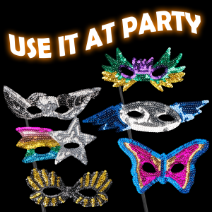 8" Sequin Masks with Stick