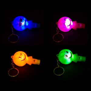 2" Light-Up Smiley Whistle Keychains