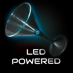 LED Light Up Martini Glass Black Stem - 7oz