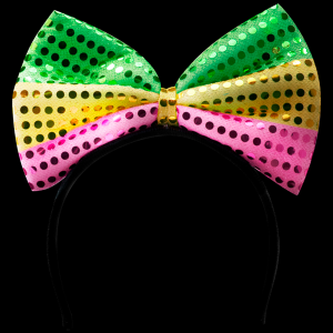 6" Flashing Mardi Gras Bow Headband