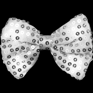 Light-Up Silver Sequin Bow Tie