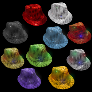 LED Flashing Sequined Fedoras