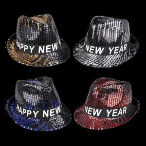 Happy New Year Sequin Fedora- Assorted