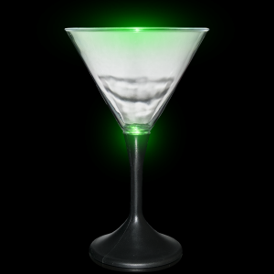 LED Light Up Martini Glass Black Stem - 7oz