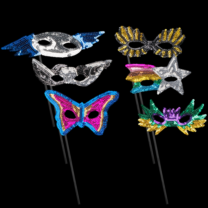 8" Sequin Masks with Stick