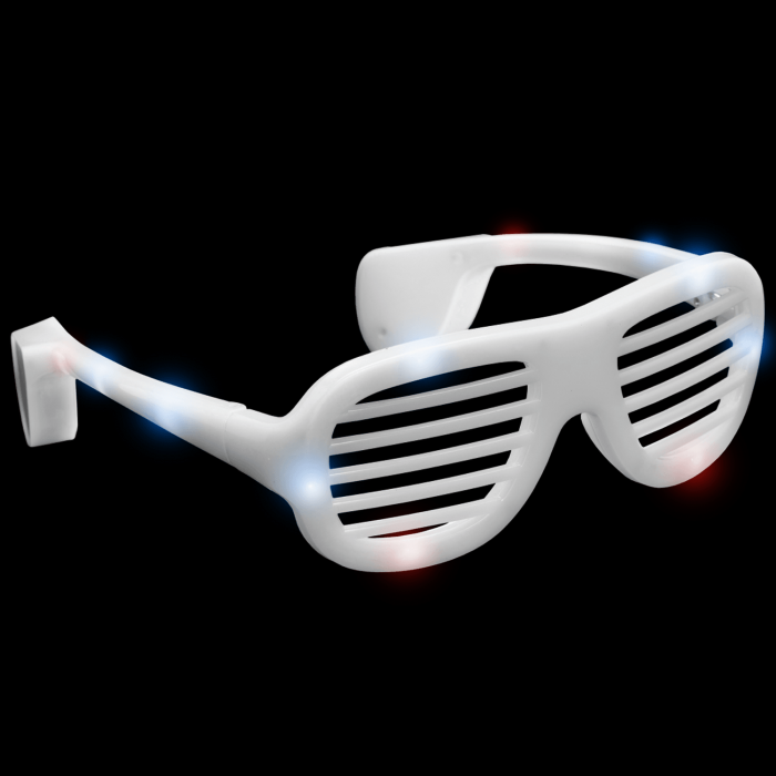 LED Flashing Red White and Blue Patriotic Shutter Shades