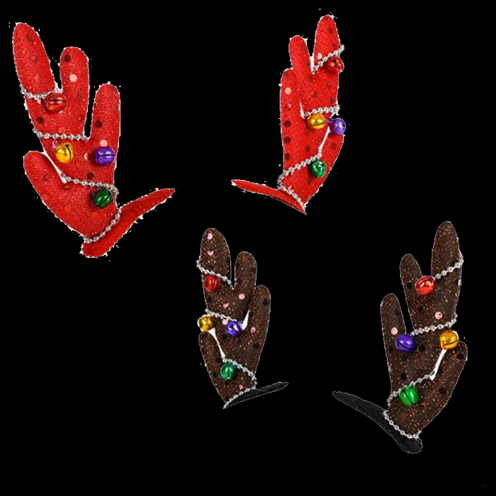 4" Holiday Reindeer Barrettes- Assorted